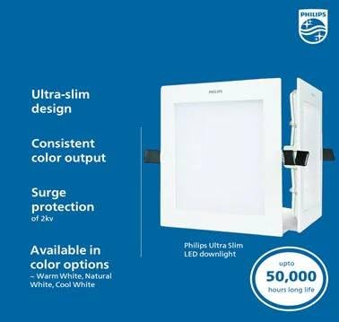Philips UltraSlim 3W LED Panel Light Pack of 5