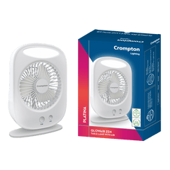 Crompton Glowair Zen 130mm 3 Blade Rechargeable Portable Fan with 2200mAH Battery (Lightweight, White)-1