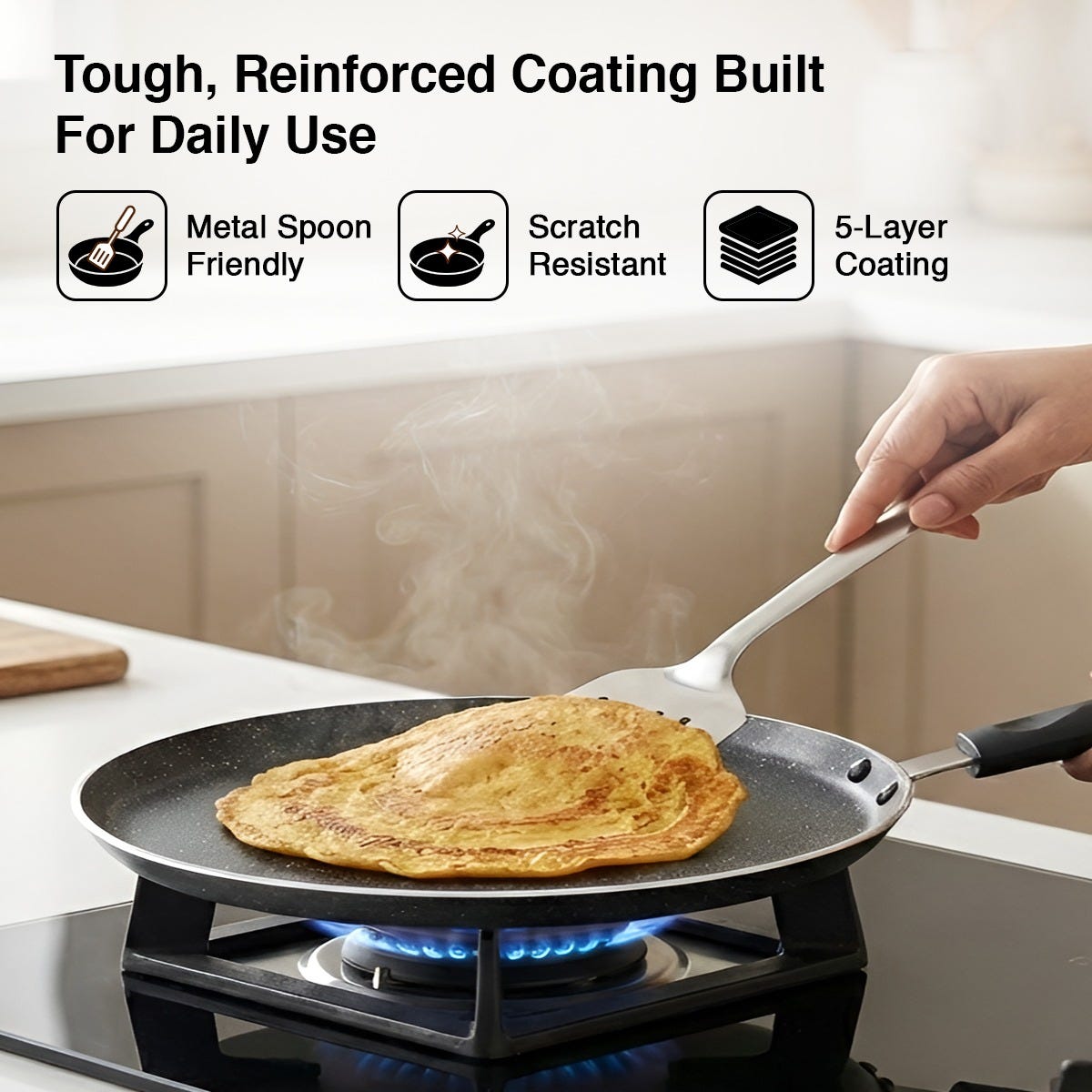 Prestige Electro Duo Infrared and Induction Combi Cooktop + Prestige Omega Deluxe Granite Alpha 3 Pc BYK Non-Stick Set: Kadai 24cm with Glass Lid, Omni Tawa 28cm, Fry Pan 24cm