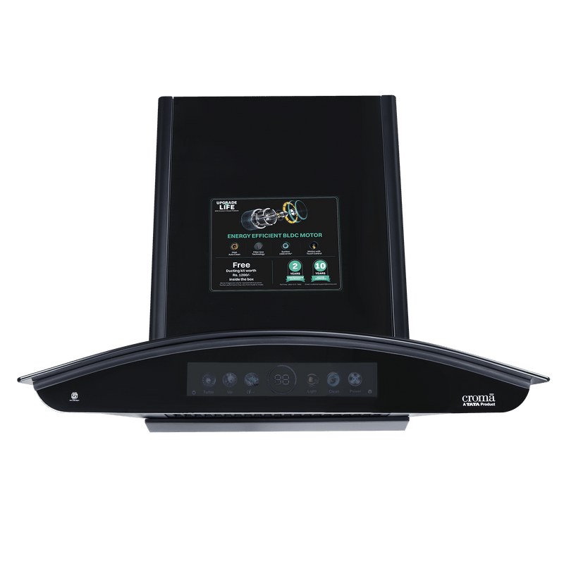 Croma AG1115 60 cm 1500m3/hr Ducted Auto Clean Wall Mounted Chimney with Motion Sensor Control (Black)-1