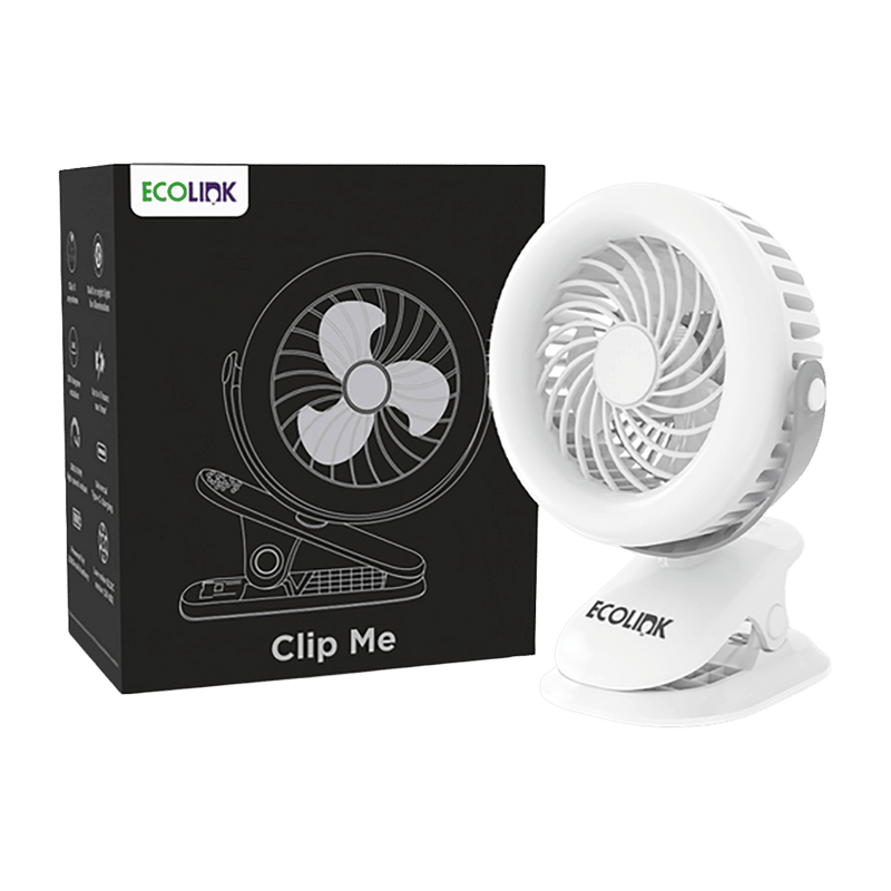 Ecolink Clip Me 100mm 3 Blade Rechargeable Personal Fan with 2000 mAh Battery (Efficient Airflow, White)-1