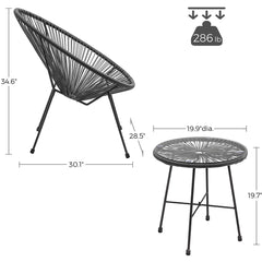 Kine Outdoor Patio Seating Set 2 Chairs and 1 Table Set ( Dark Grey)