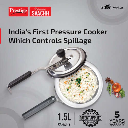 Prestige Nakshatra Svachh Aluminium Spillage Control Pressure Cooker (Silver)