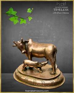 Cow and Calf Panchaloha Bronze Icon - 4" - Timeless Collection