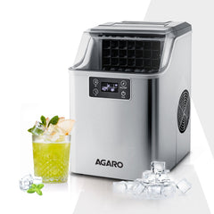 AGARO Galaxy Ice Maker, Compact Ice Maker, 3.2L water Tank, Cube ice, Stainless Steel Body