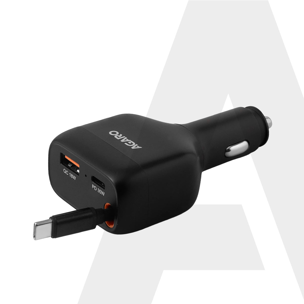 AGARO Turbo 84W 3 in1 Car Charger with 86 cm Retractable Cable (30W Type-C PD) & Dual Port (18W USB-A & 30W Type-C) for Android, iPhone, iPad, Earbuds, Tablet, Power Bank & USB-powered devices (Black)
