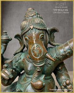 Dancing (Nrtta) Ganesha - Panchaloha Bronze Icon - 14"- Timeless Collection