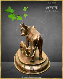 Cow and Calf Panchaloha Bronze Icon - 4" - Timeless Collection
