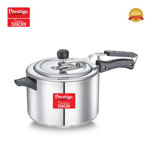 Prestige Nakshatra Svachh Aluminium Spillage Control Pressure Cooker (Silver)
