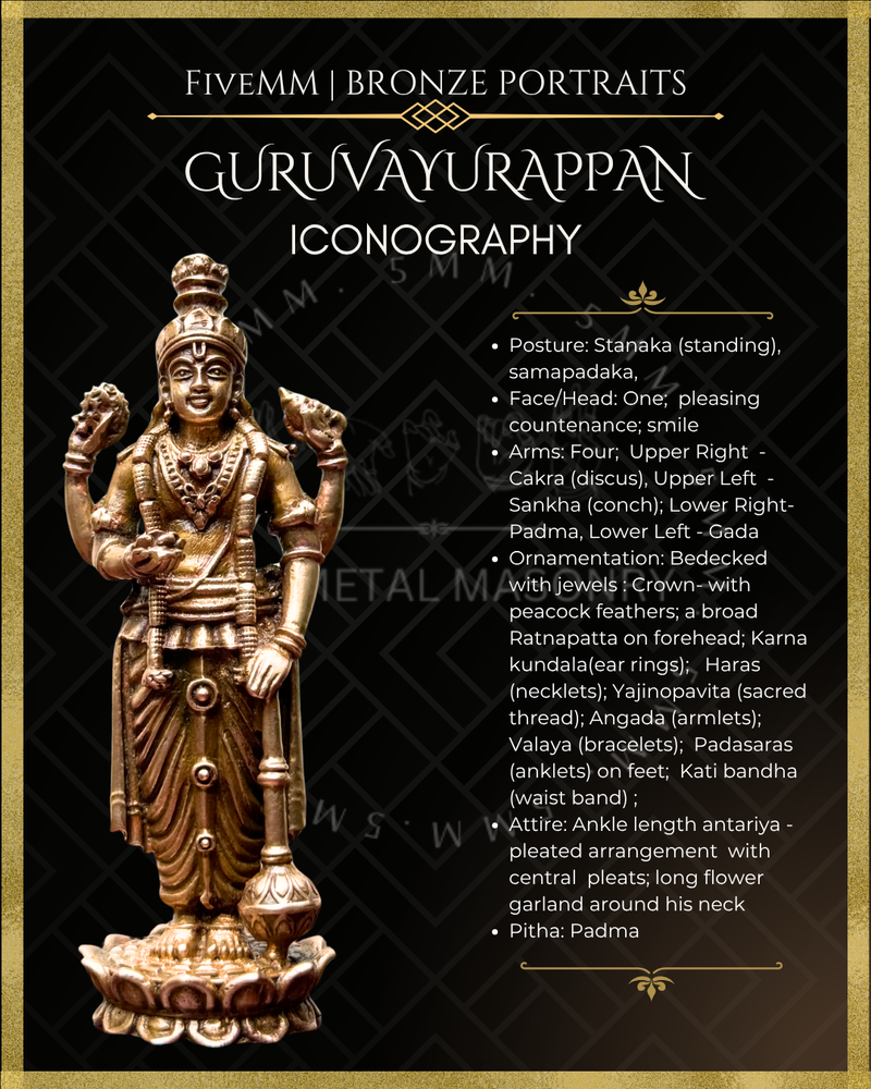 Guruvayoorappan Panchaloha Bronze Icon - 4"
