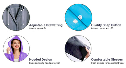 Allextreme EVA Waterproof Unisex Rain Coat Hooded Full Sleeves Outdoor Men, Women, Boys & Girls Rainwear Poncho Raincoat for Camping, Hiking & Travelling (Universal Size,1 Pc Random)
