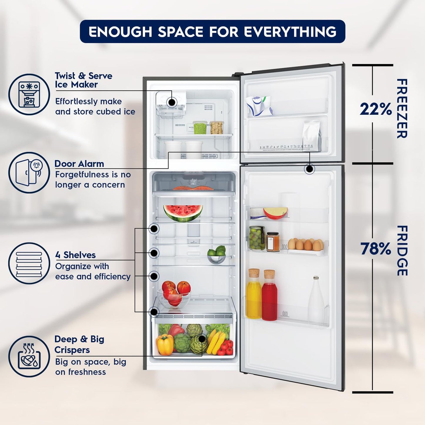 Electrolux UltimateTaste 300 341 Litres 2 Star Frost Free Double Door Refrigerator with Door Alarm (ETB3700K-H, Glossy Black Steel)
