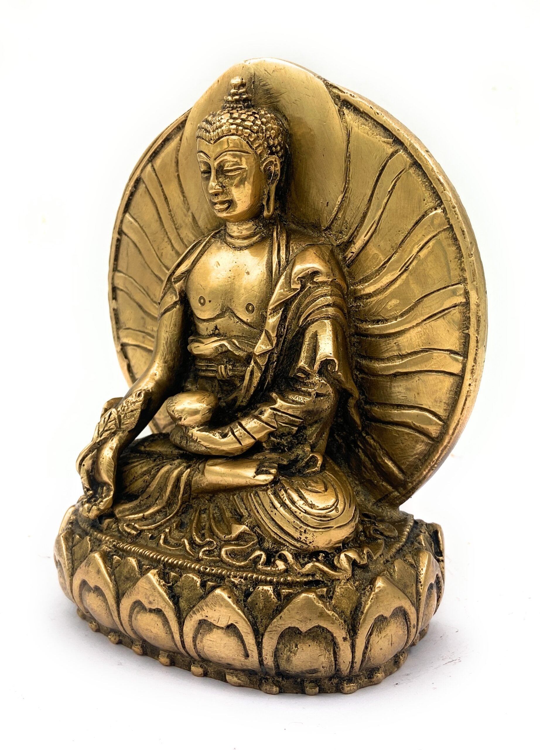 Premium Brass Buddha Idol | Lord Buddha Statue | Meditating Buddha Murti | Gautama Buddha Figurine | Spiritual Home Decor Showpiece,Gold, 6.5 Inch, 1 Piece