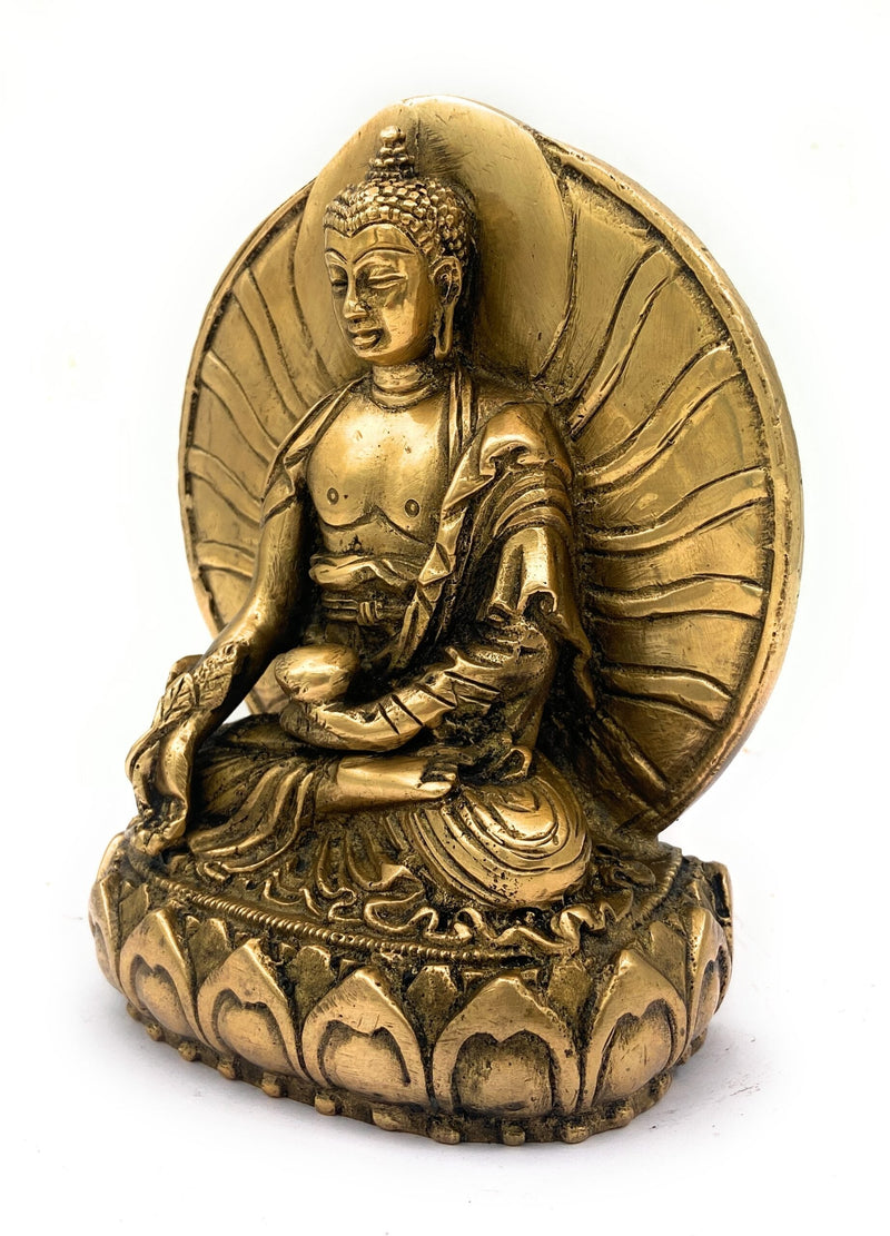 Premium Brass Buddha Idol | Lord Buddha Statue | Meditating Buddha Murti | Gautama Buddha Figurine | Spiritual Home Decor Showpiece,Gold, 6.5 Inch, 1 Piece