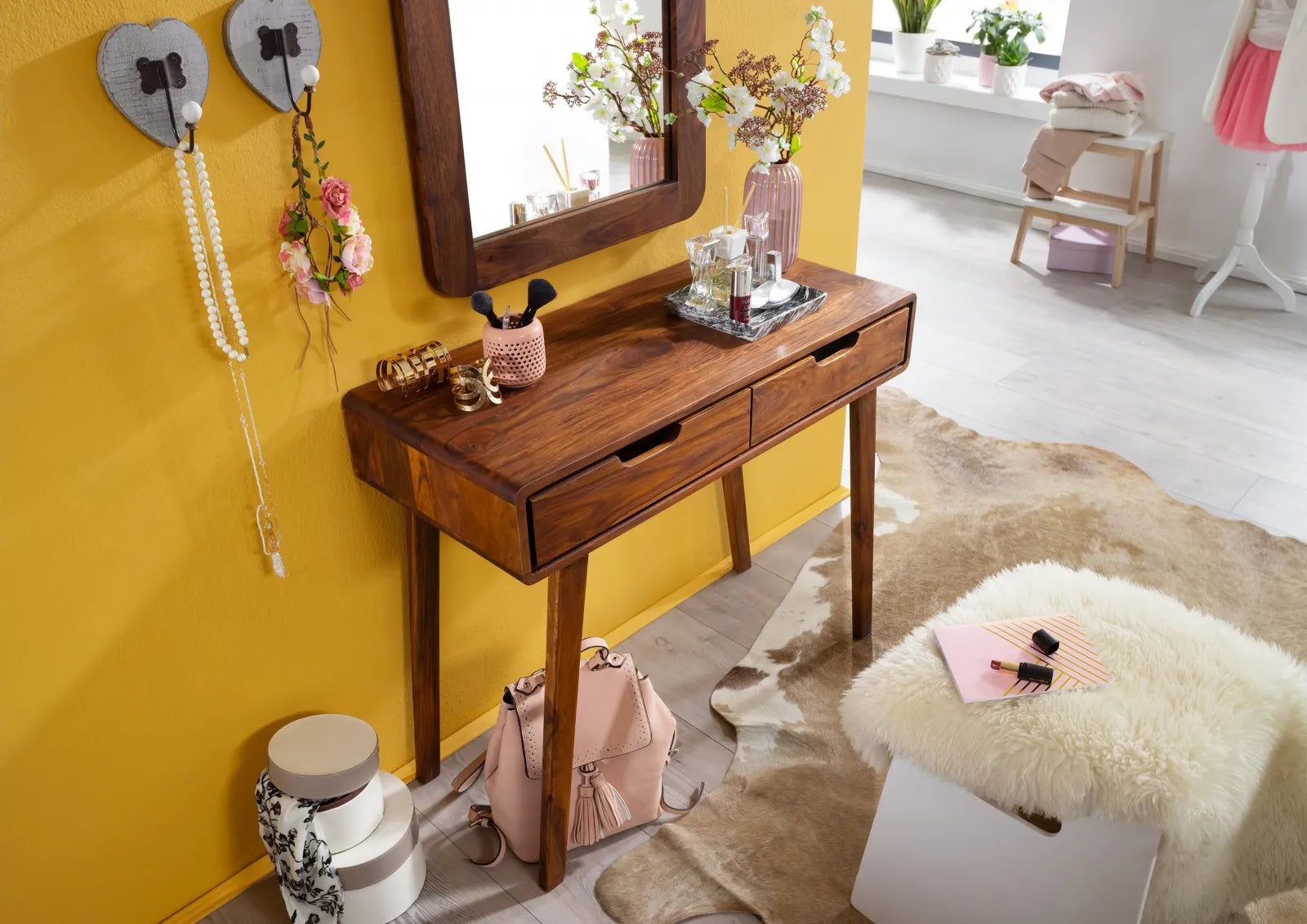 Bangalore  Solid Sheesham Wood Console Table with Drawers