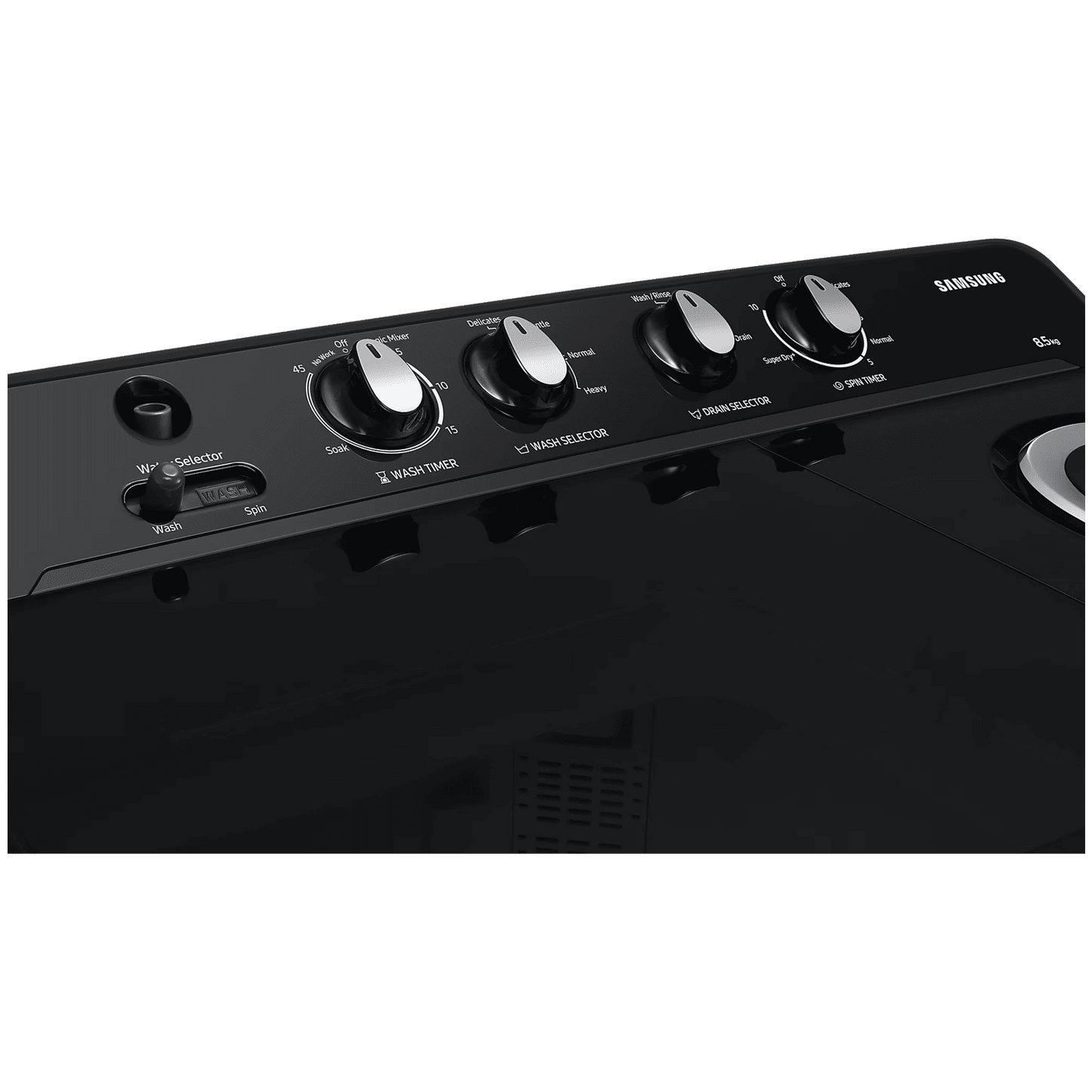 SAMSUNG 8.5 kg 5 Star Semi Automatic Washing Machine with Air Turbo Drying System (WT85B4200GD/TL, Dark Grey)