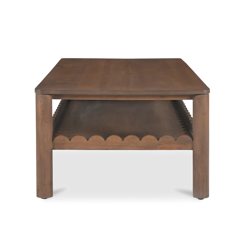 Indiana Scalloped Edge Solid Wood Coffee Table – Modern