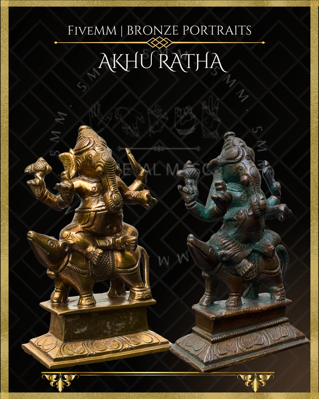 Ganesa on Mooshika Panchaloha Bronze Icon - 5"
