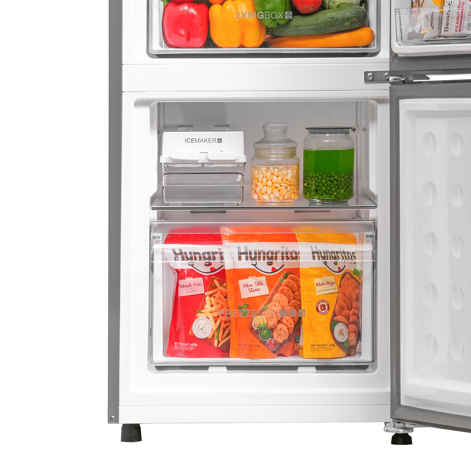 Haier 237 Litres 2 Star Frost Free Double Door Bottom Mount Convertible Refrigerator with Turbo Icing (HRB-2872IBMS-P, Moon Silver)