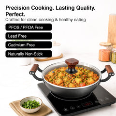 Prestige Castlite Nitride Cast Iron Fry Pan 20cm/0.9L, Rust-Proof, Chemical-Free + Prestige Castlite Lightweight Cast Iron Kadai 24cm/2.4L with Glass Lid, Enamel Coated, Gas & Induction, 15Y Warranty