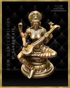 Saraswati Panchaloha Bronze Icon - 4"-  Masterpieces Collection