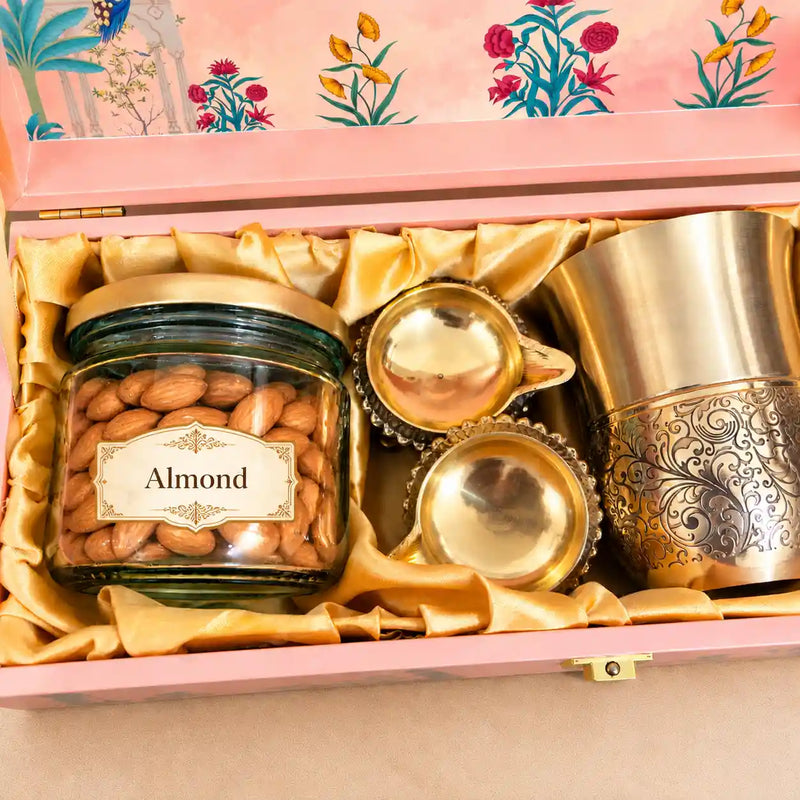 Brass Luxury Gift Hamper with Glasses & Diyas