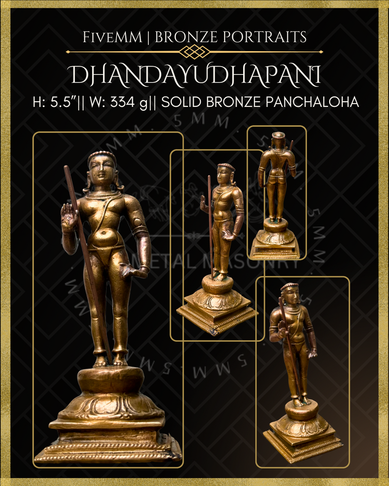 Dhandayudhapani Murugan Panchaloha Bronze Icon - 5.5"