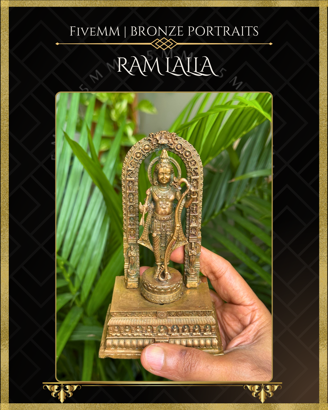 Ayodhya Ramlalla Panchaloha Bronze Icon - 6" with arch