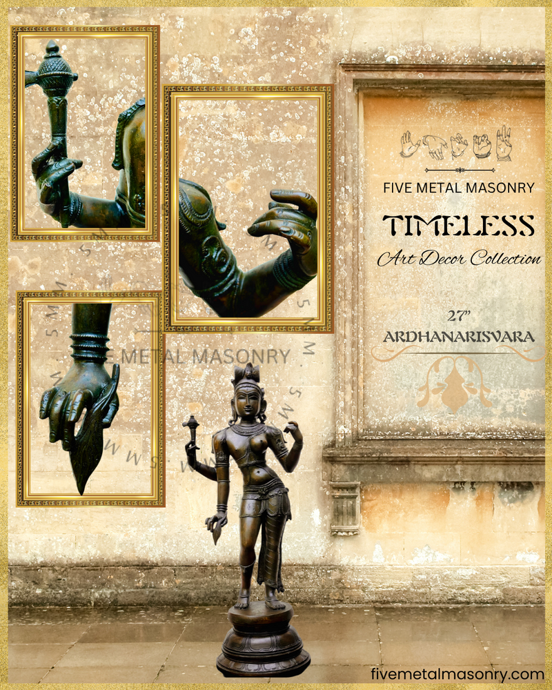 Ardhanarisvara Shiva Panchaloha Bronze Icon - 27" - Timeless Collection
