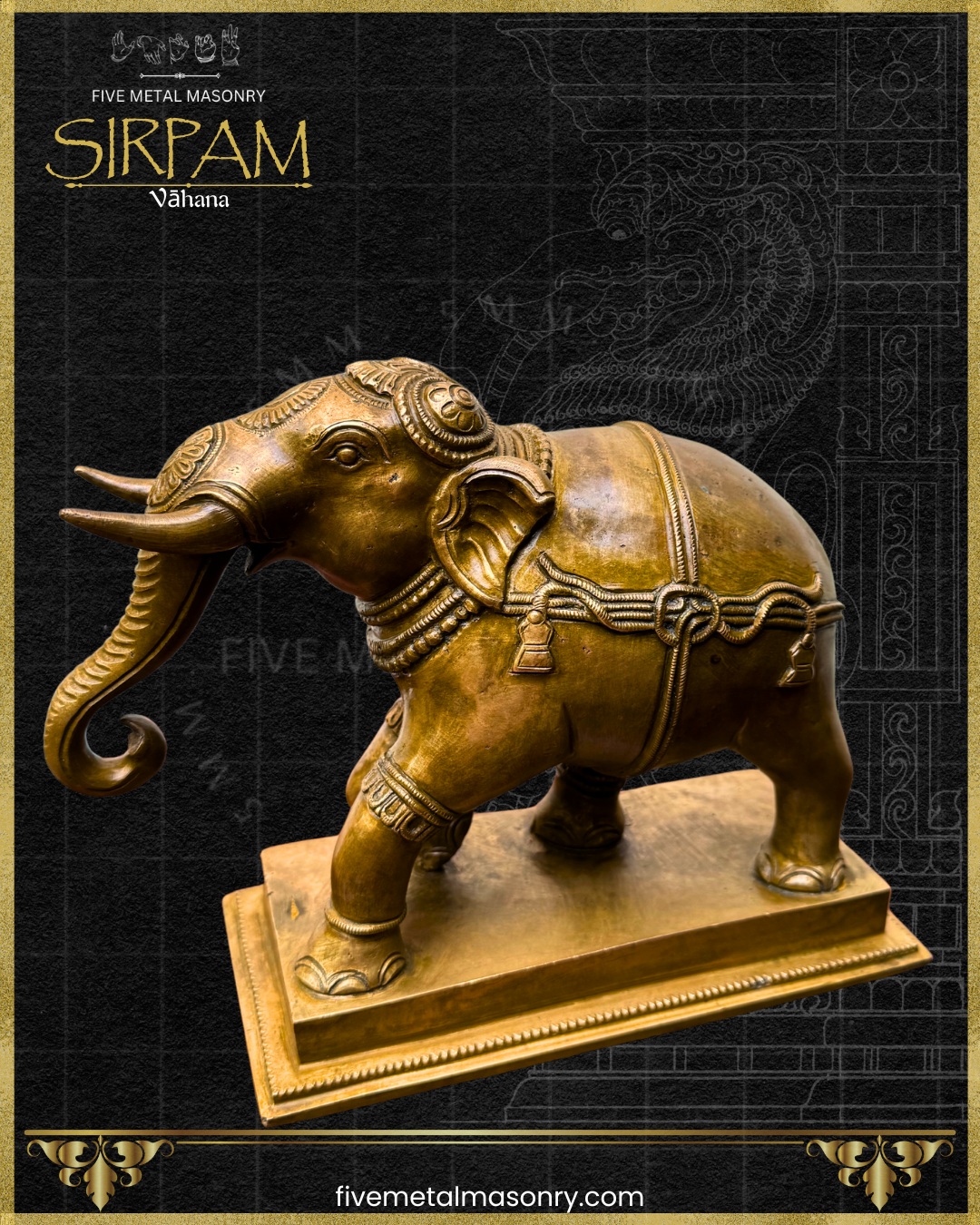 Gaja:Elephant Panchaloha Bronze Icon - 8" - Sirpam Collection