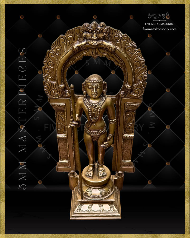 Dhandayudhapani Murugan Panchaloha Bronze Icon - 13" with arch - Masterpieces Collection