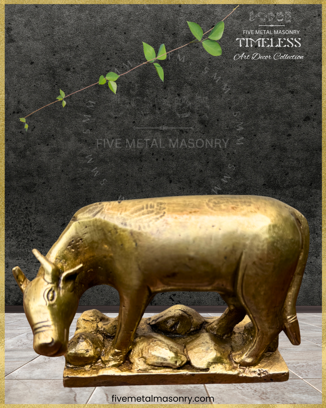 Gauḥ : பசு : Cow Panchaloha Bronze Icon - 4" - Timeless Collection