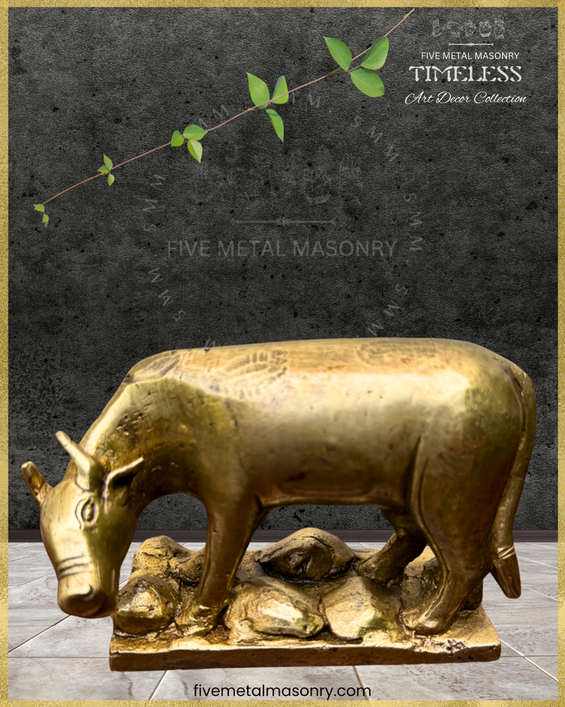 Gauḥ : பசு : Cow Panchaloha Bronze Icon - 4" - Timeless Collection