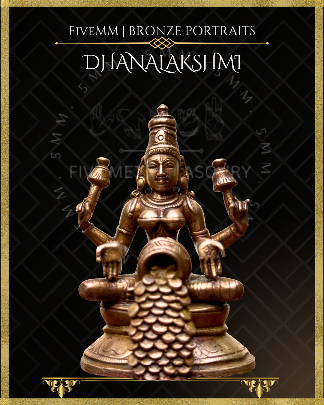 Dhana Lakshmi / Kubera Lakshmi Panchaloha Bronze Icon - 3.5"