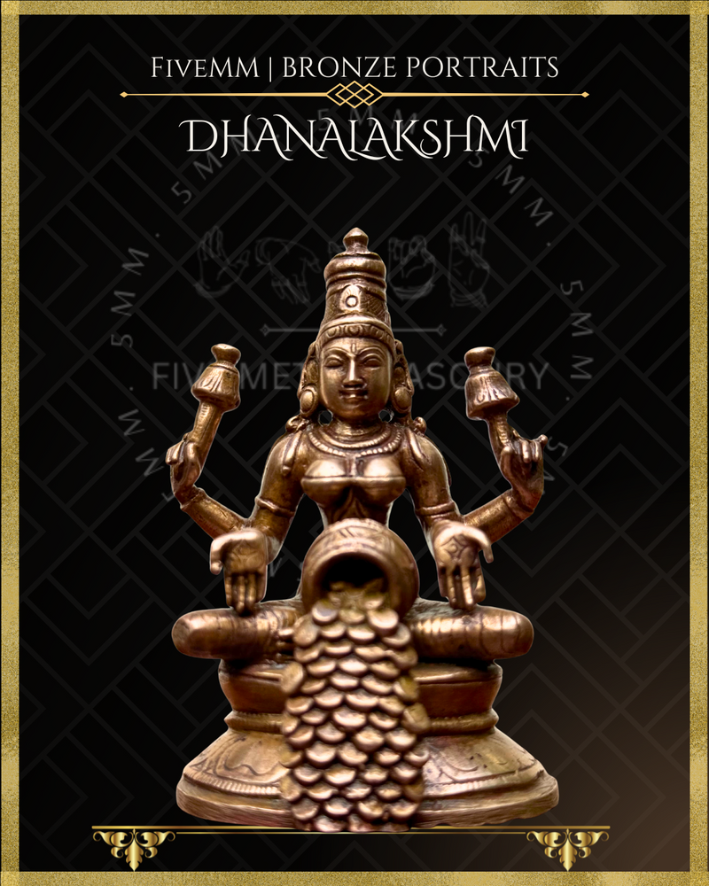 Dhana Lakshmi / Kubera Lakshmi Panchaloha Bronze Icon - 3.5"