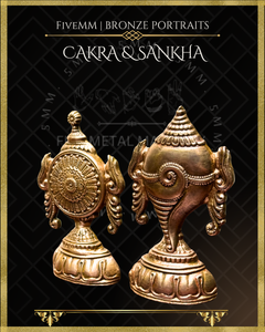 Chakra & Sankha Panchaloha Bronze Icon Set - 6"