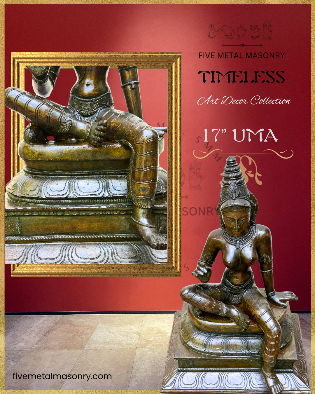 Parvati: Boga Shakti Panchaloha Bronze Icon - 17"- Timeless Collection