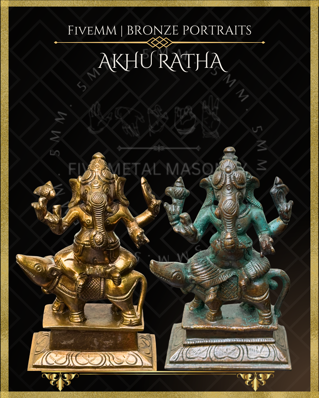 Ganesa on Mooshika Panchaloha Bronze Icon - 5"