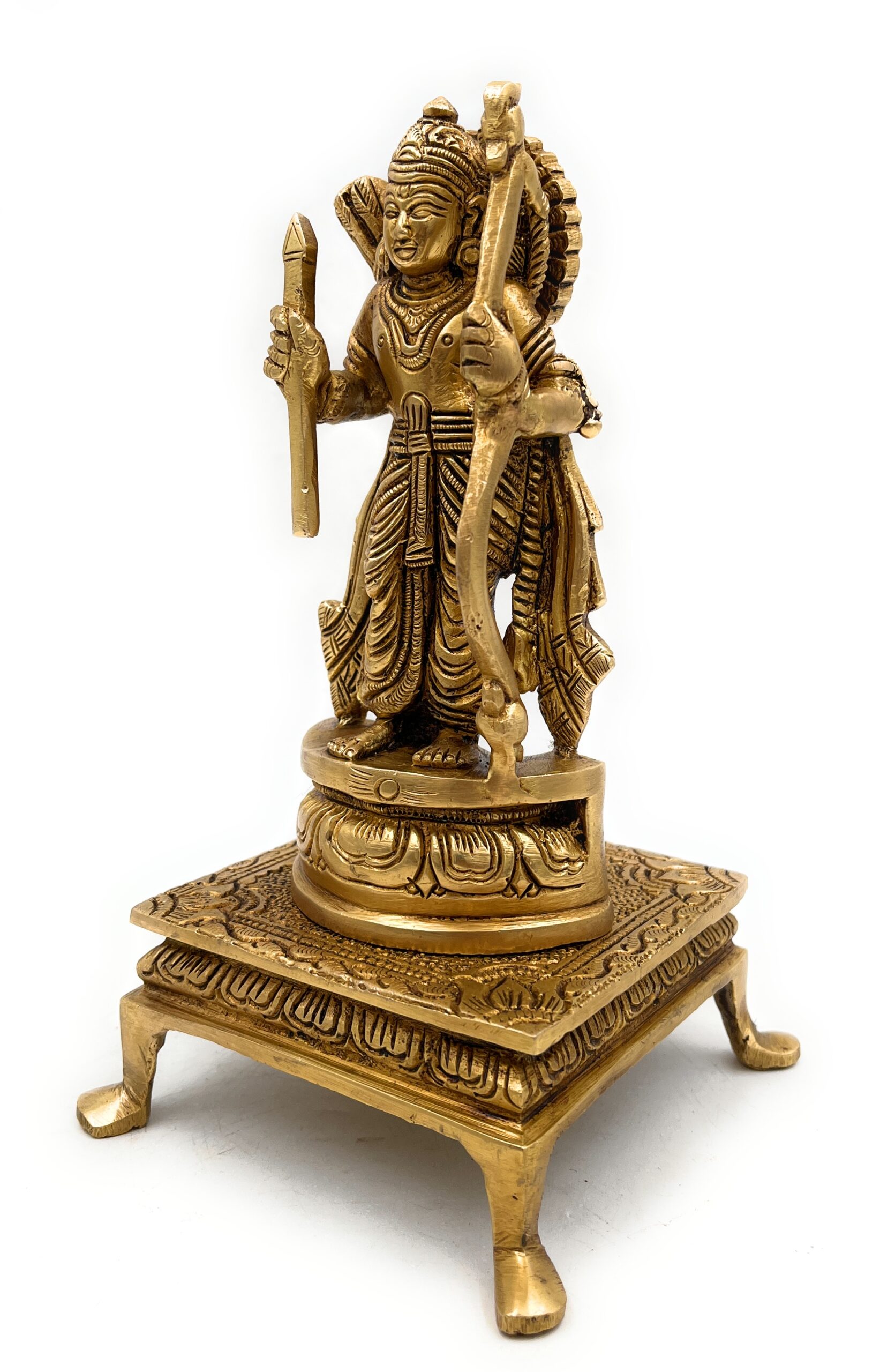 Premium Brass Sri Ram Idol, Shree Rama Statue for Home Temple & Pooja, Handmade Kodanda Rama Murti,Gold, 8 Inch, 1 Piece