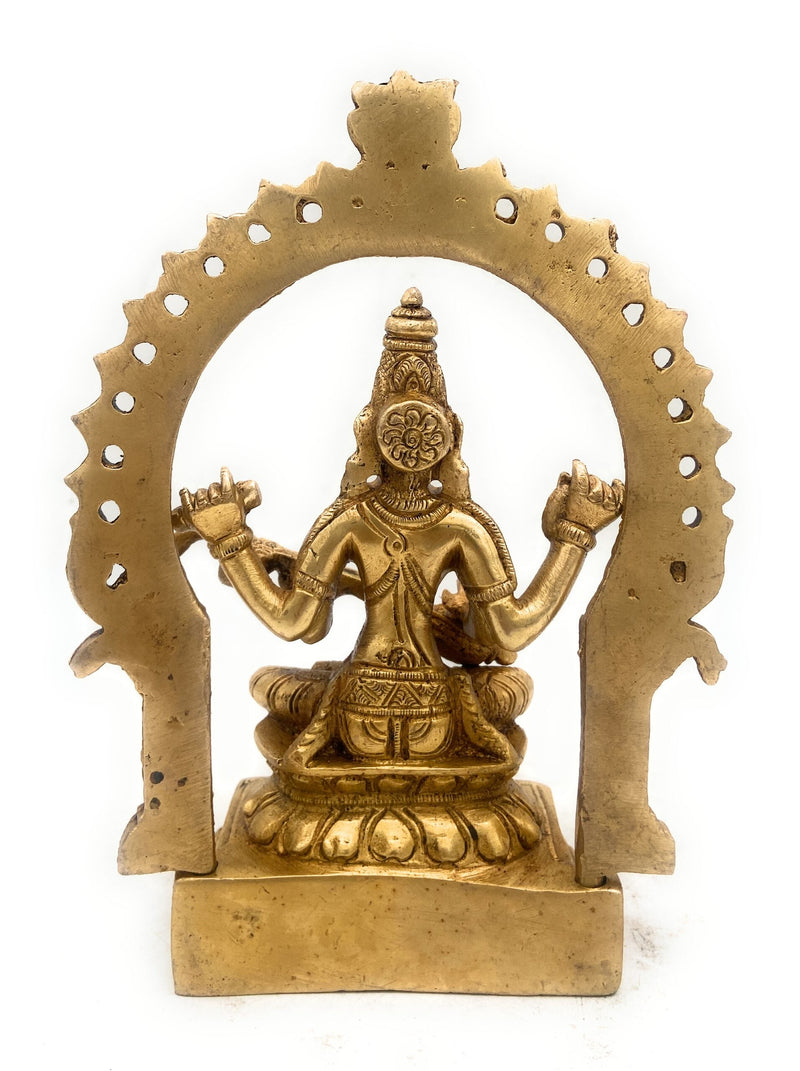 Brass Saraswati Idol, Handcrafted Sharada Vagdevi Bharati Statue, Veenapani Kalaimagal Vidyadayini Pital Murti for Pooja, Temple & Home Decor,Gold, 8 Inch, 1 Piece