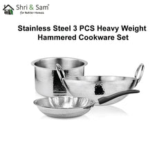 Stainless Steel 3 PCS Heavy Weight Hammered Cookware Set