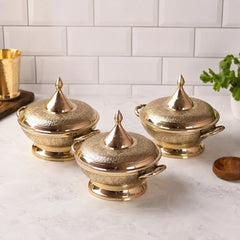 Brass Serving Pot With Lid And Handle (7.5 Inch)