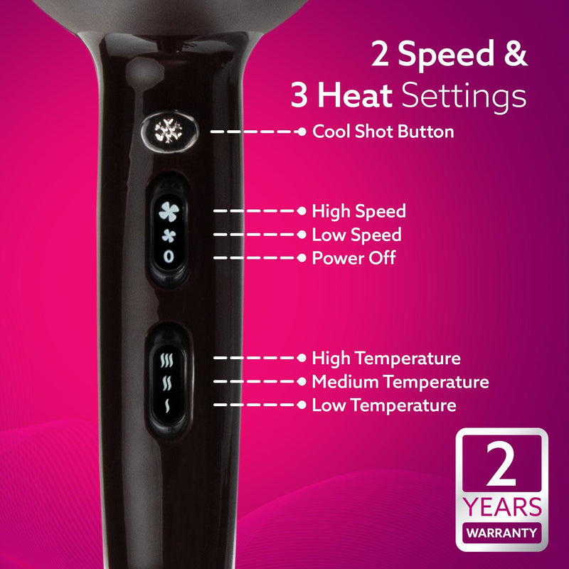 AGARO HD-1120 2000W AC தொழில்முறை ஹேர் ட்ரையர், சீப்பு, செறிவு மற்றும் டிஃப்பியூசர் முனைகள், சூடான மற்றும் குளிர்ந்த காற்று, 2 வேகம் &amp; 3 வெப்பநிலை அமைப்புகள், கூல் ஷாட், ஹேர் ட்ரையர் &amp; ப்ளோவர் ஆண்கள் மற்றும் பெண்களுக்கானது. -4