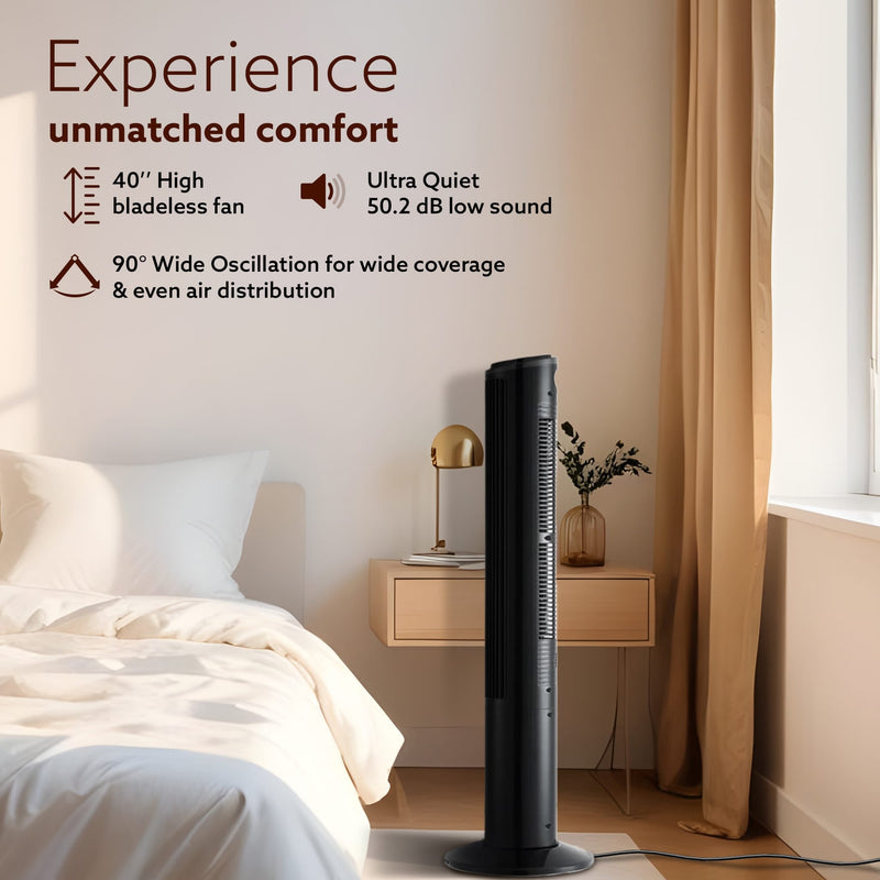 AGARO Imperial Oscillating Tower Fan, 40 Inches, 3 Speed, 2 Modes, Electric Standing Fan-3