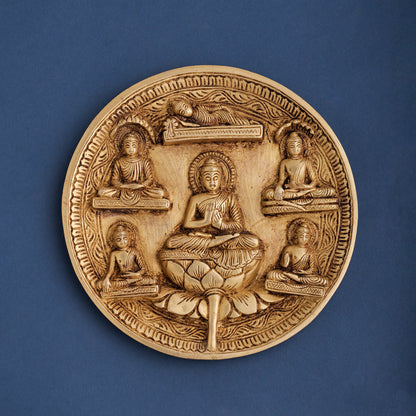 Brass Lord Buddha Wall Hanging Plate (8 Inch)
