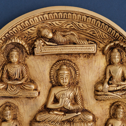 Brass Lord Buddha Wall Hanging Plate (8 Inch)