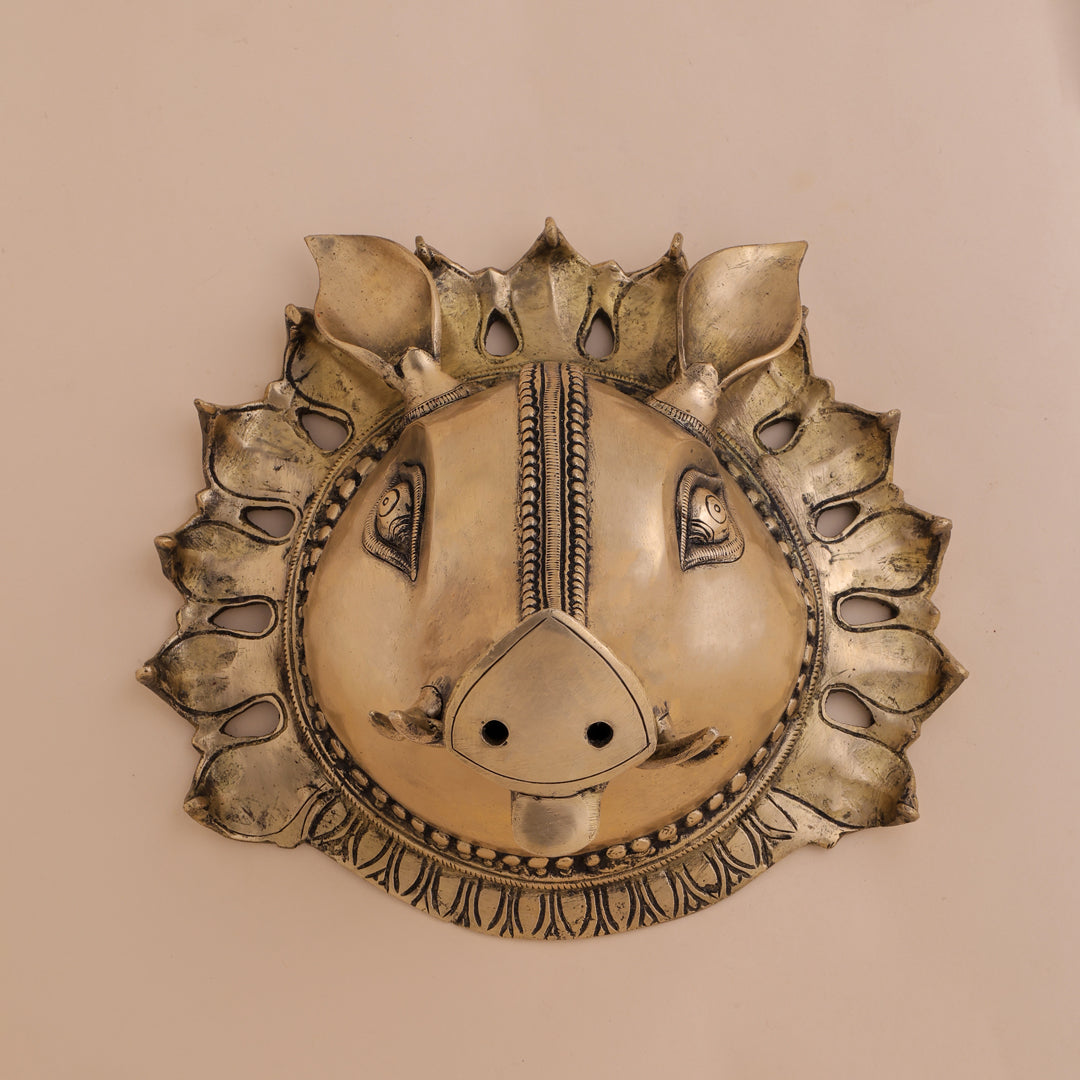 Brass Varaha Head Wall Hanging (9 Inch)