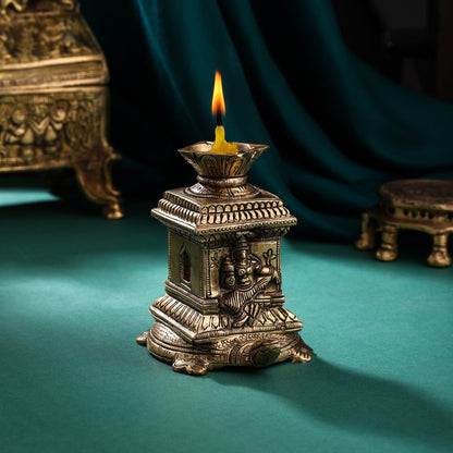 Sacred Brass Shaligram Tortoise Diya – Symbol of Prosperity & Divinity (3.5)