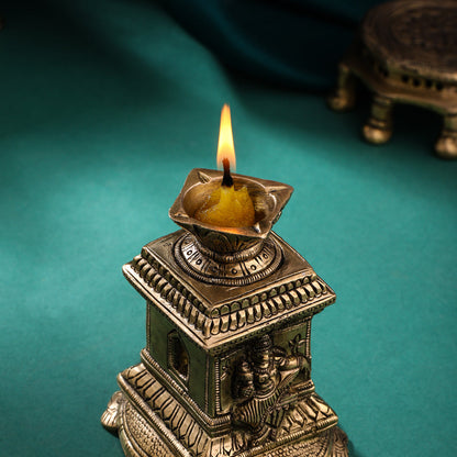 Sacred Brass Shaligram Tortoise Diya – Symbol of Prosperity & Divinity (3.5)