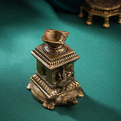 Sacred Brass Shaligram Tortoise Diya – Symbol of Prosperity & Divinity (3.5)